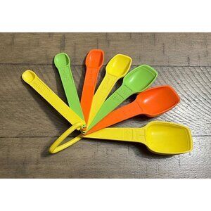 Tupperware Measuring Spoon Set 8 Pieces 70s Multi Colored Baking Cooking